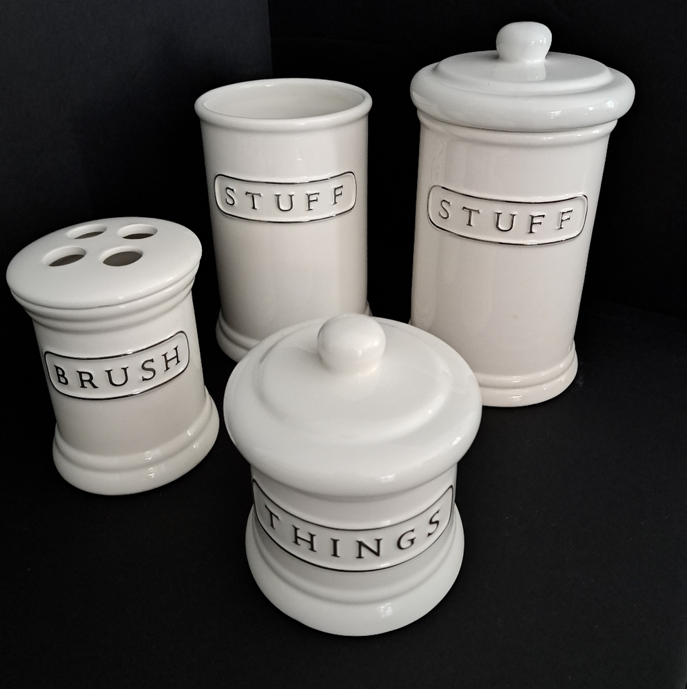 Pottery Barn White Ceramic Bathroom Set